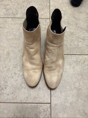 Felmini Women’s Beige Leather Ankle Boots - Classic Slip-On Style